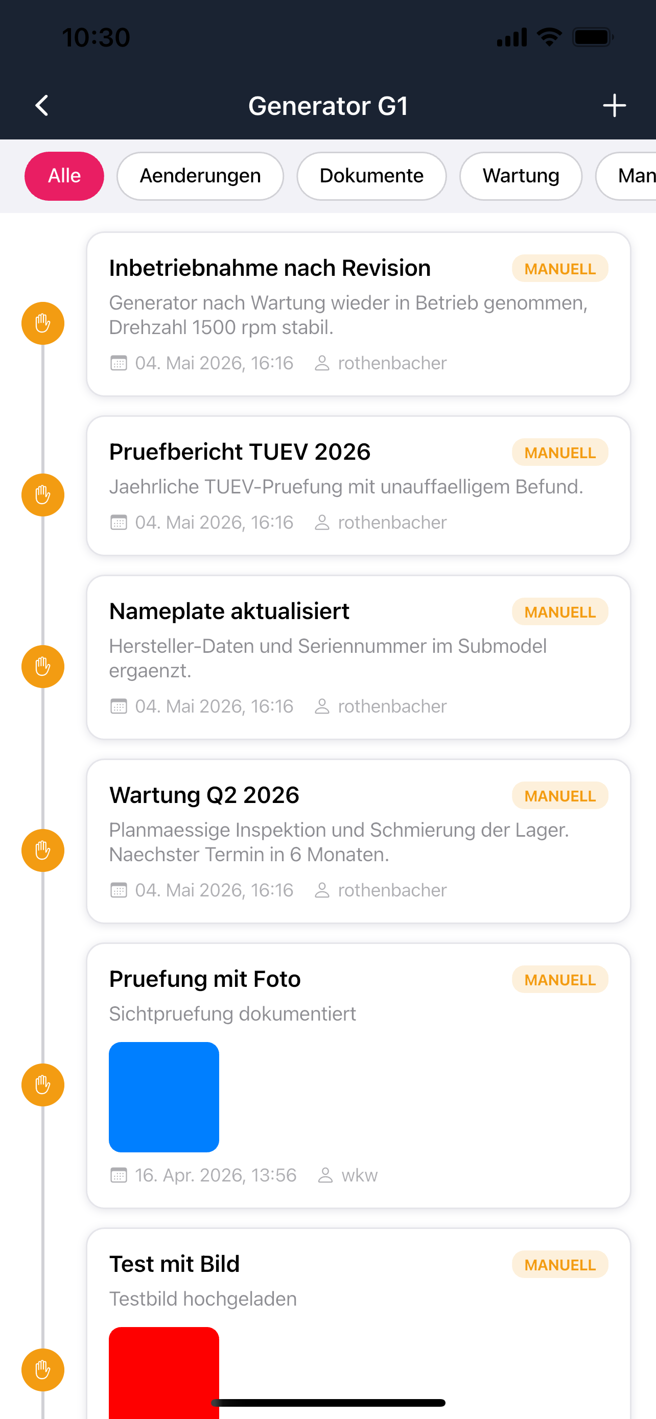 Twin Pilot Timeline app screenshot